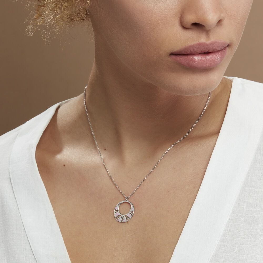 Collier Azalea Argent Blanc Email Rose - Colliers ete Femme | Marc Orian