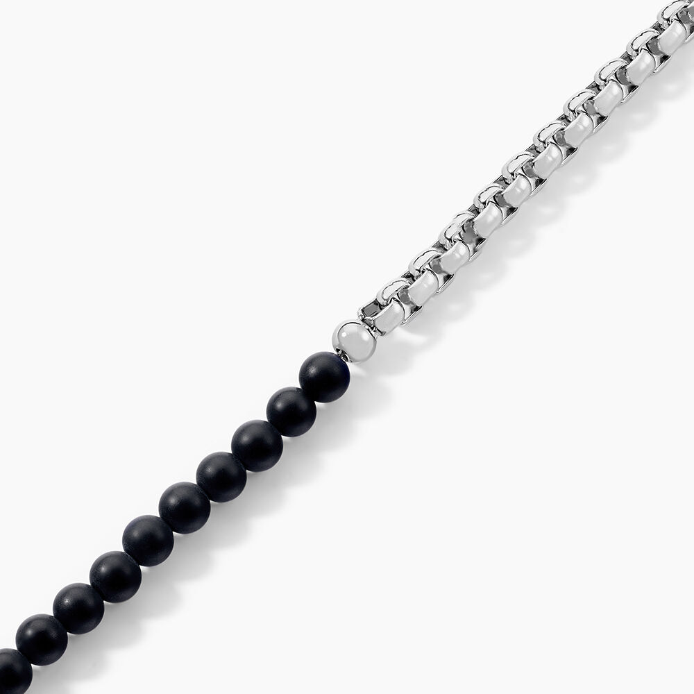 Bracelet Acier Blanc Christiano Onyx - Bracelets cha&icirc;nes Homme | Marc Orian