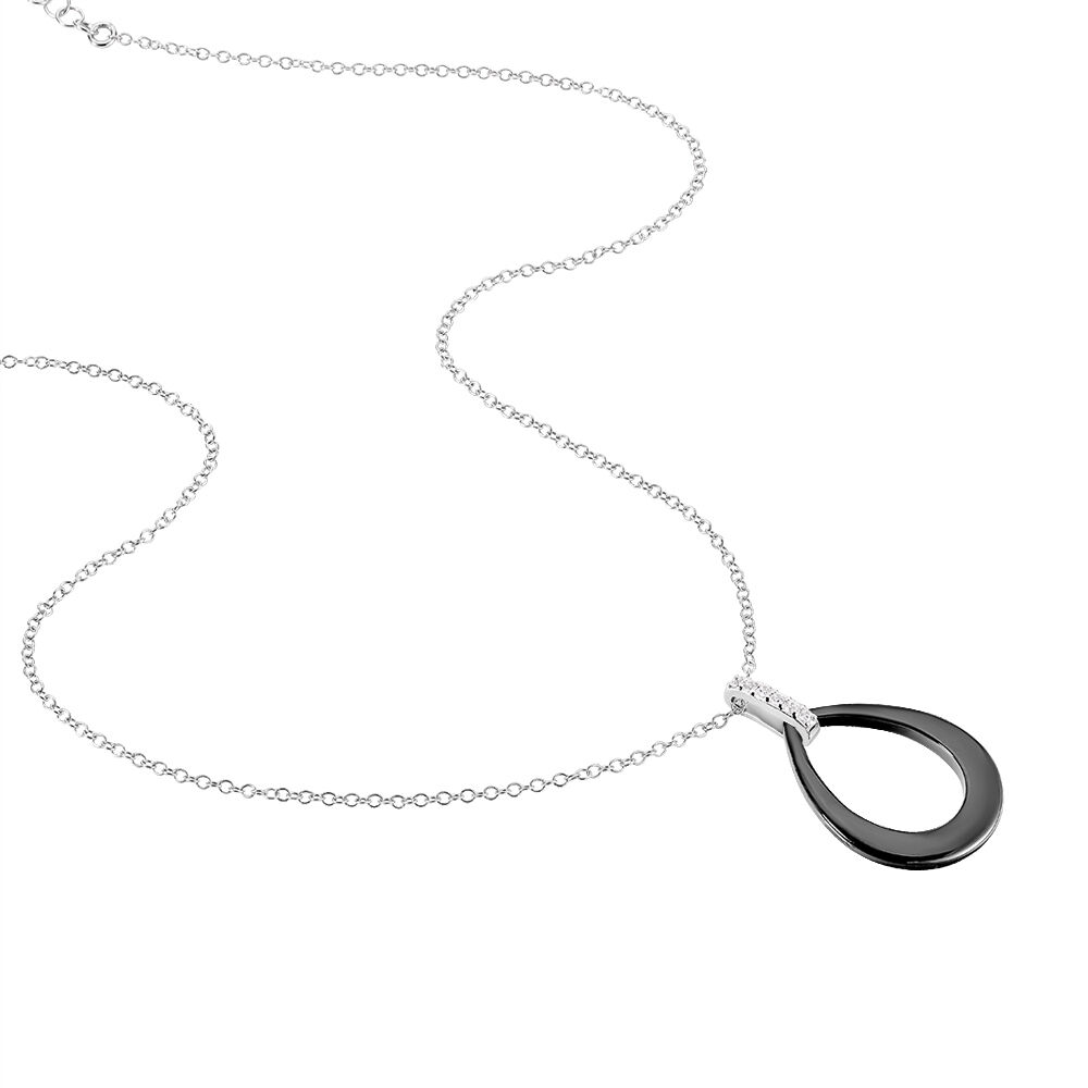 Collier Nelly Argent Blanc C&eacute;ramique Et Oxyde De Zirconium - Colliers avec pierres Femme | Marc Orian