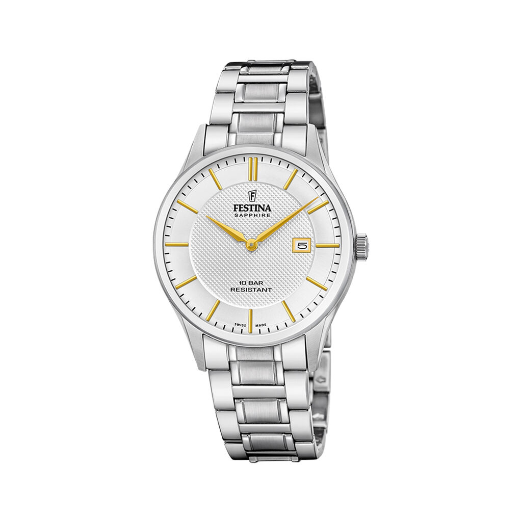 Montre Festina Swiss Made 40 Argent&eacute; - Montres &eacute;tanches Homme | Marc Orian