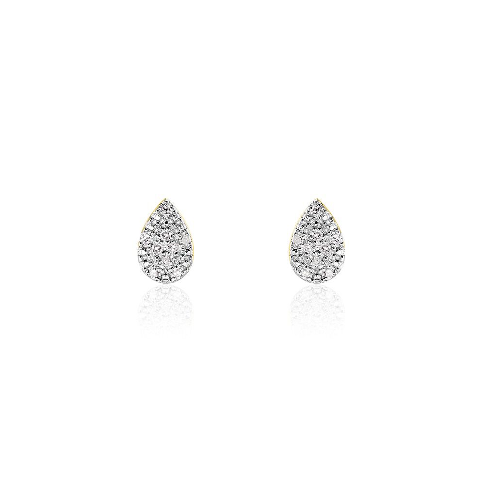Boucles D'oreilles Puces Pear C Or Jaune Diamant - Puces Femme | Marc Orian