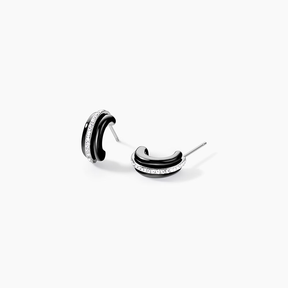 Cr&eacute;oles Noci Demi Cercle Argent Blanc C&eacute;ramique Et Oxyde De Zirconium - Cr&eacute;oles Femme | Marc Orian