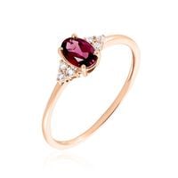 Bague Diapre Or Rose Rhodolite Oxyde De Zirconium