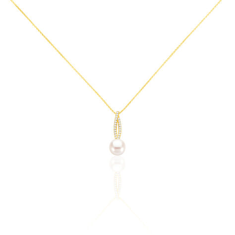 Collier Tesnimae Or Jaune Oxyde De Zirconium Et Perle De Culture - Colliers avec pierres Femme | Marc Orian