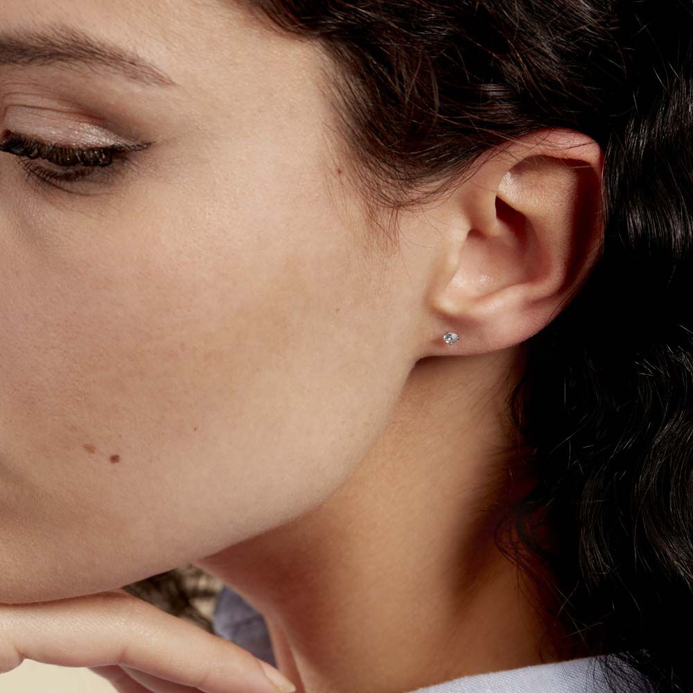 Boucles D'oreilles Puces Daria Or Blanc Oxyde De Zirconium - Puces Femme | Marc Orian
