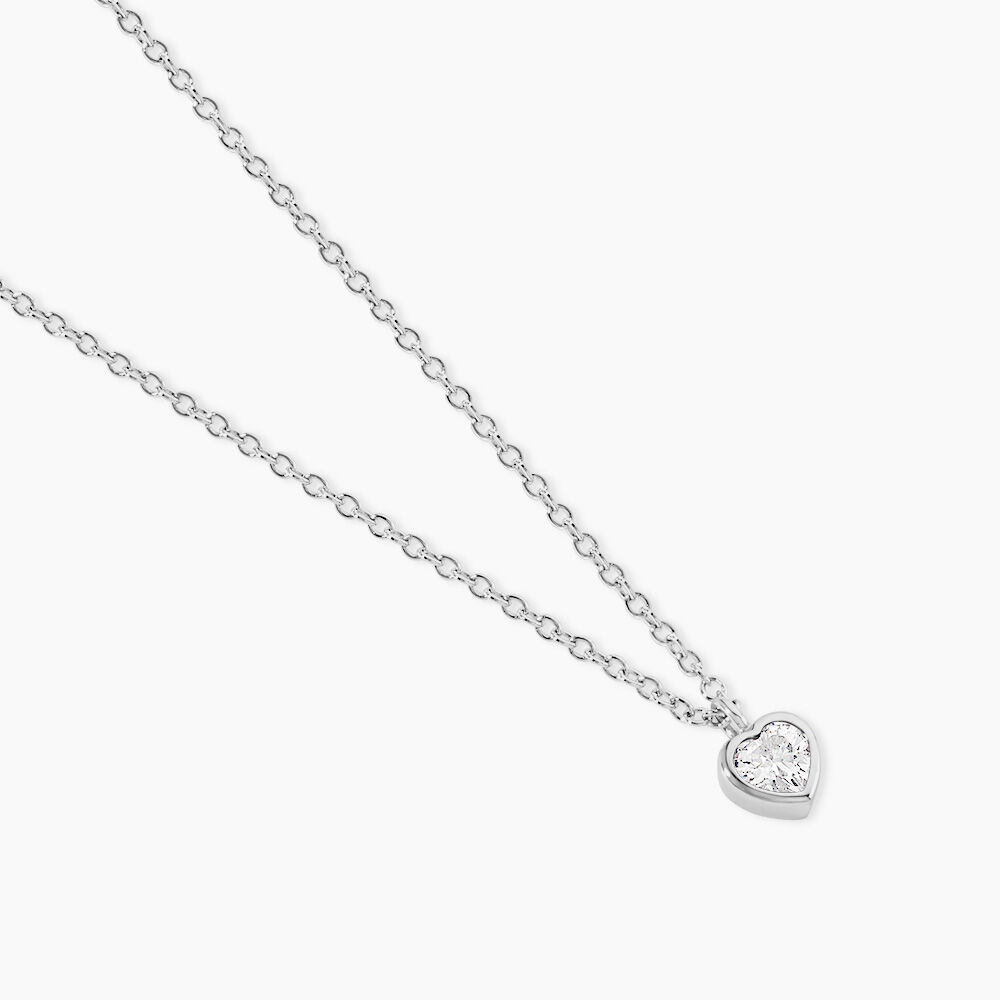 Collier Mini Heart Argent Blanc Oxyde De Zirconium - Colliers avec pierres Femme | Marc Orian