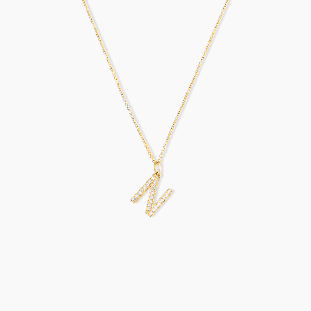 Pendentif Lettre N Or Jaune Oxyde - Pendentifs Famille | Marc Orian