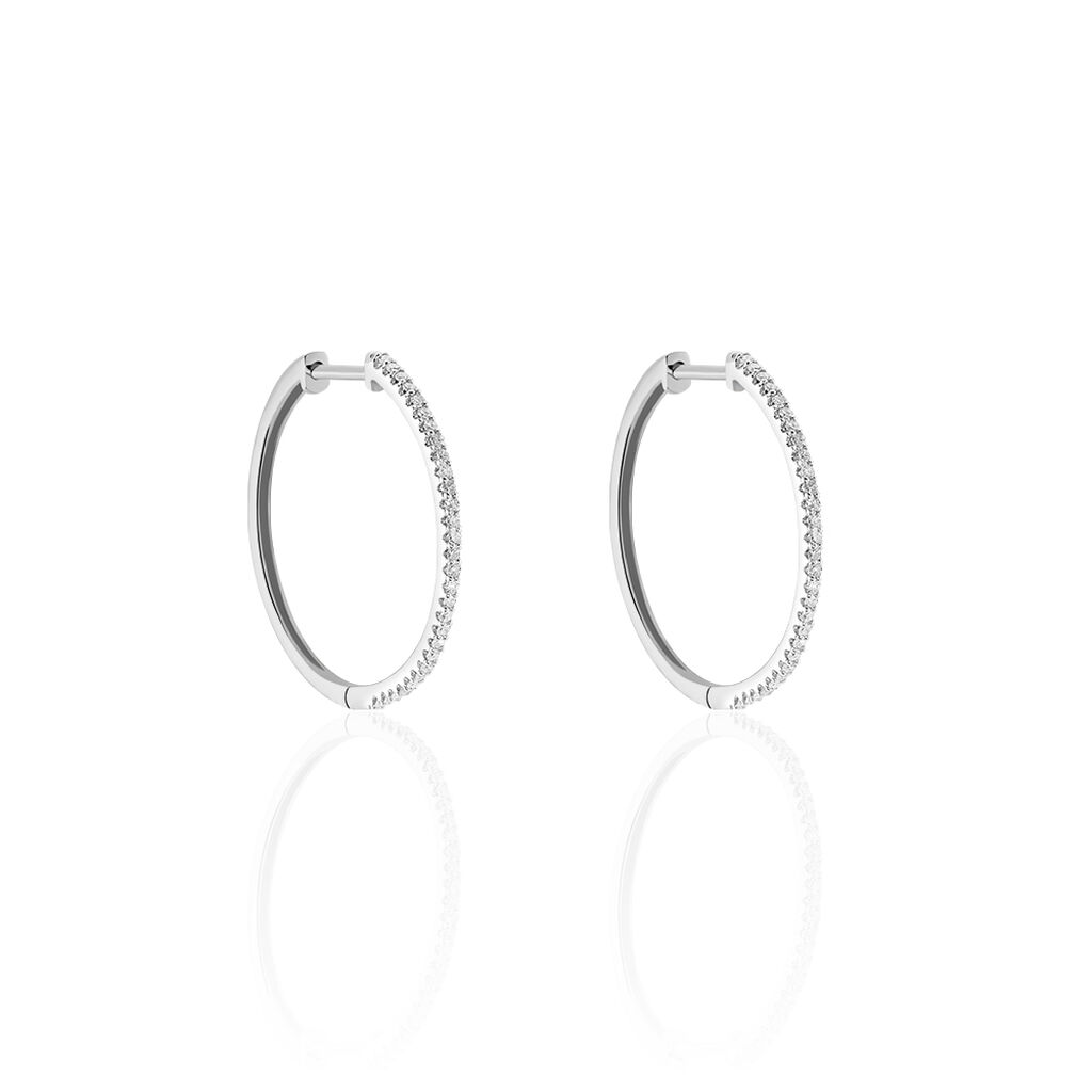 Créoles Aryanna Rondes Or Blanc Diamant - Boucles d'oreilles pierres précieuses Femme | Marc Orian