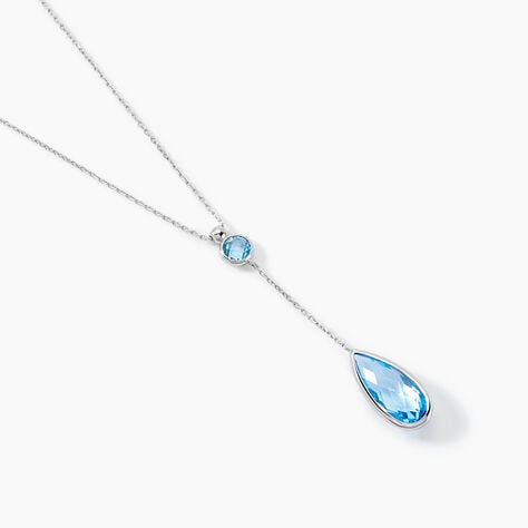 Collier Dennis Or Blanc Topaze - Colliers avec pierres Femme | Marc Orian