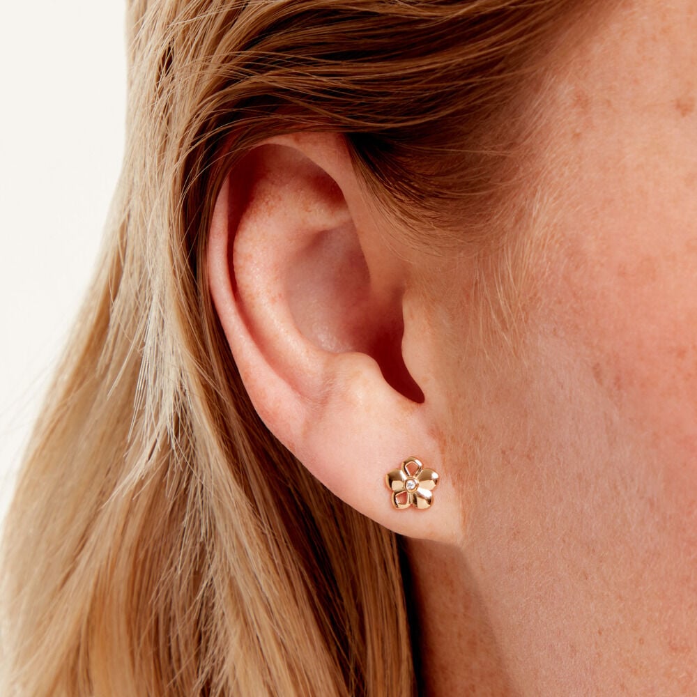 Boucles D'Oreilles Puces Alley Plaqu&eacute; Or Jaune Oxyde De Zirconium - Puces Femme | Marc Orian