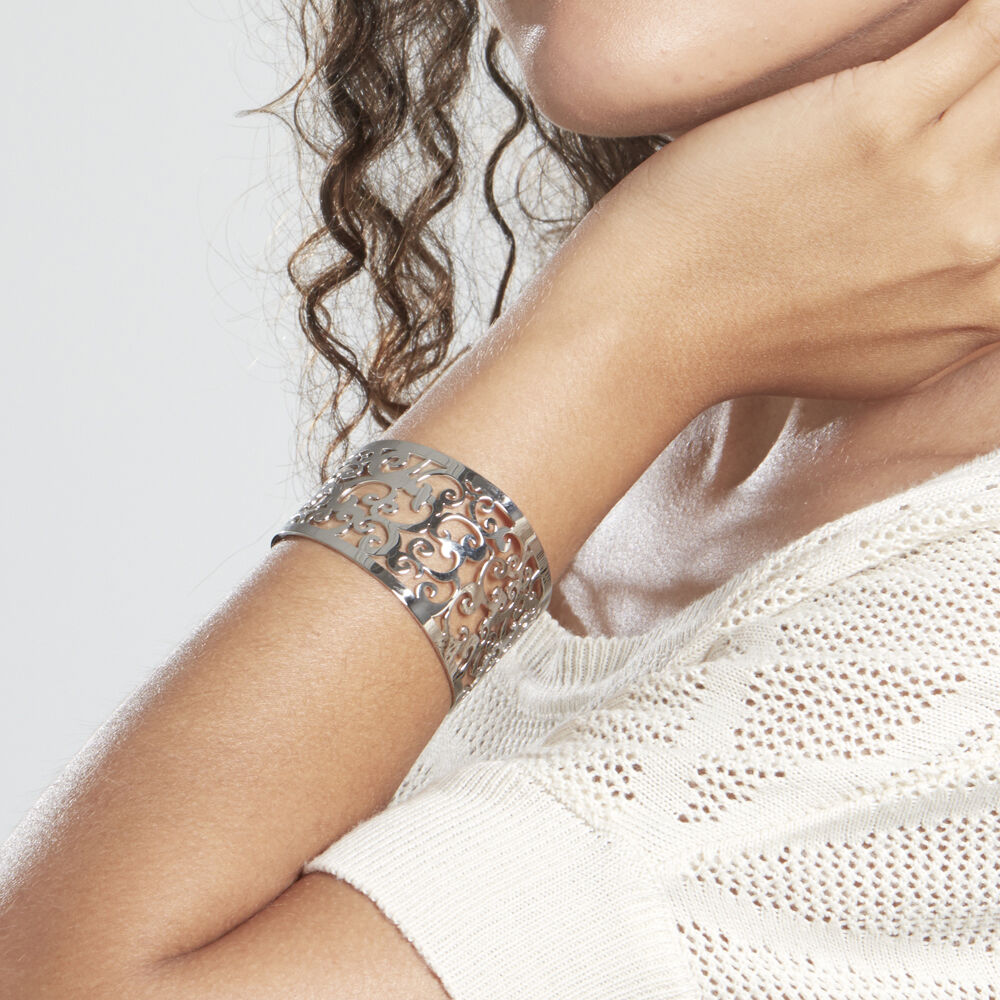 Bracelet Manchette Xaverine Acier Blanc - Bracelets manchettes Femme | Marc Orian