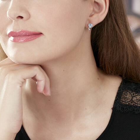 Boucles D'oreilles Puces Bertille Or Blanc Topaze Et Oxyde - Clous d'oreilles Femme | Marc Orian
