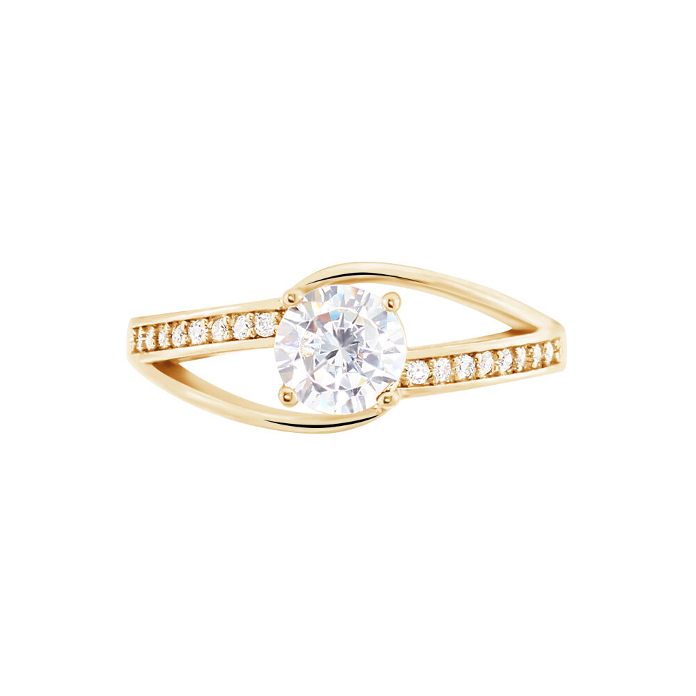 Bague Solitaire Khali Plaqu&eacute; Or Jaune Oxyde De Zirconium - Bijoux fantaisie Femme | Marc Orian