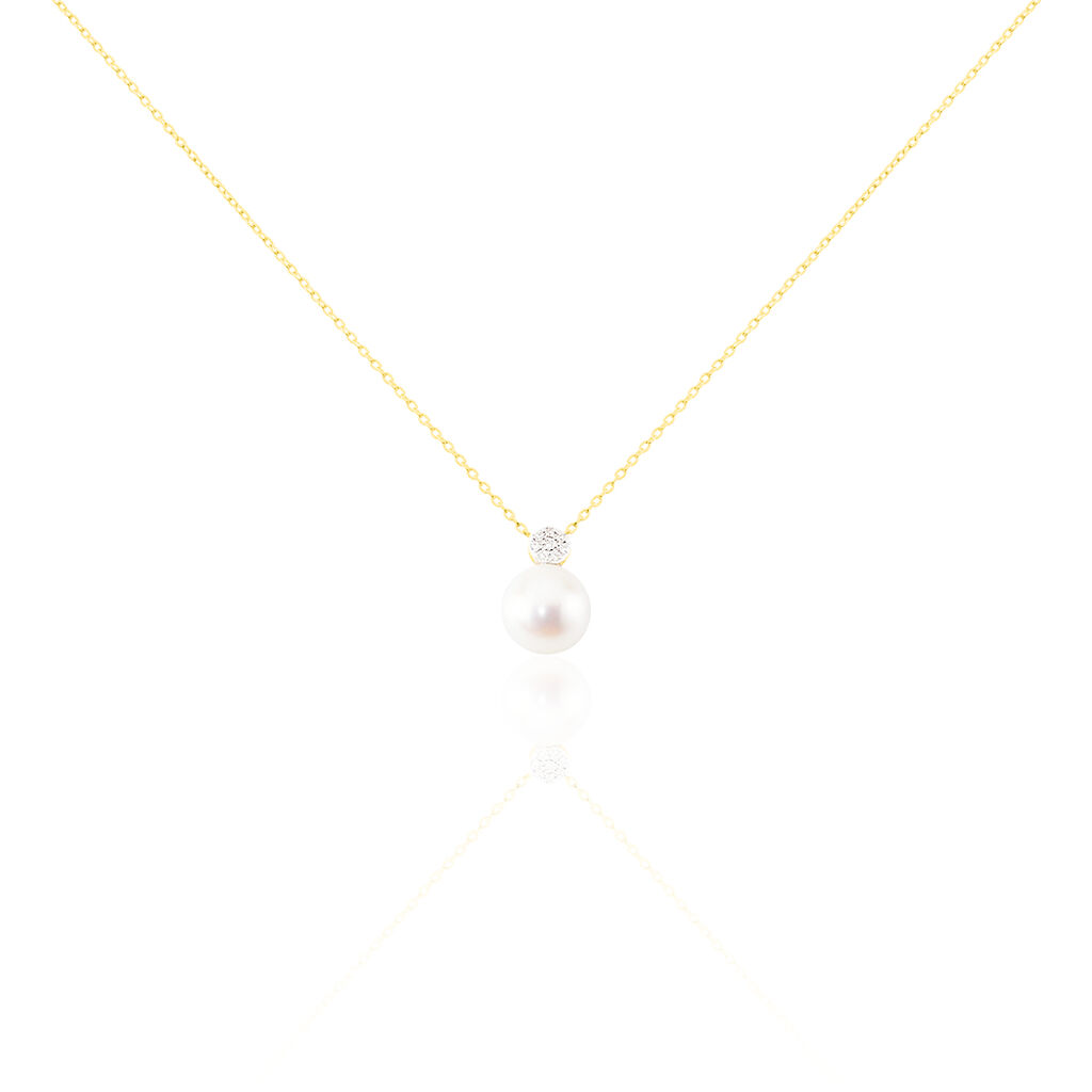Collier Anju Or Jaune Perle De Culture Et Diamant - Colliers avec pierres Femme | Marc Orian