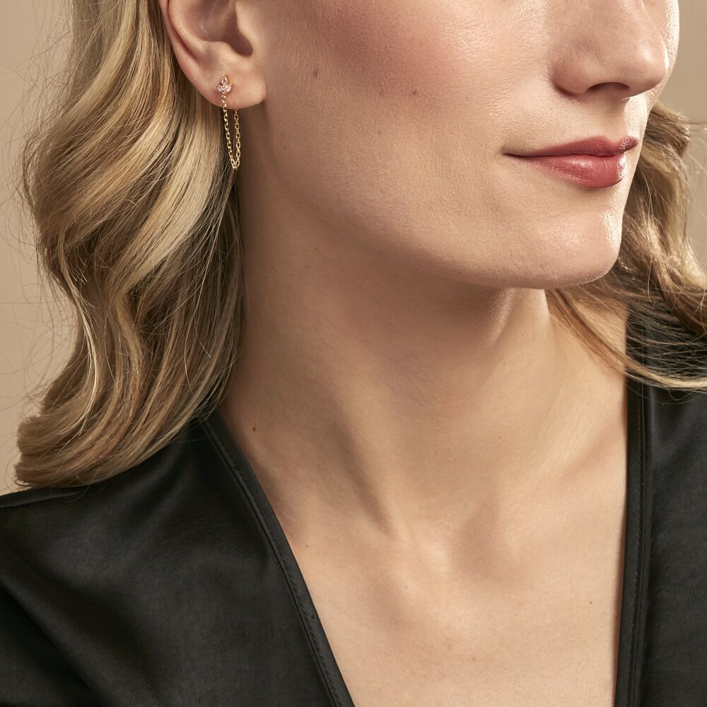 Boucles D'oreilles Pendantes Erma Plaqué Or Doré Oxyde De Zirconium - Pendantes Femme | Marc Orian