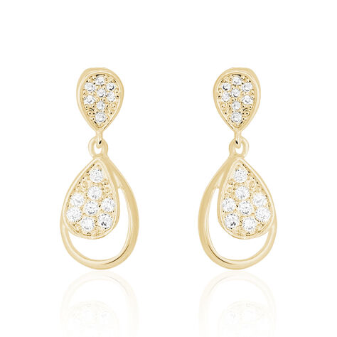 Boucles D'oreilles Pendantes Mahalya Plaqu&eacute; Or Oxyde De Zirconium - Pendantes Femme | Marc Orian