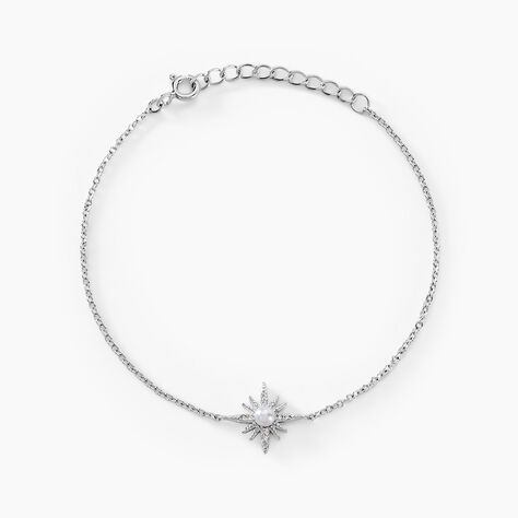 Bracelet Clementia Argent Blanc Perle De Culture Oxyde De Zirconium - Bracelets chaînes Femme | Marc Orian