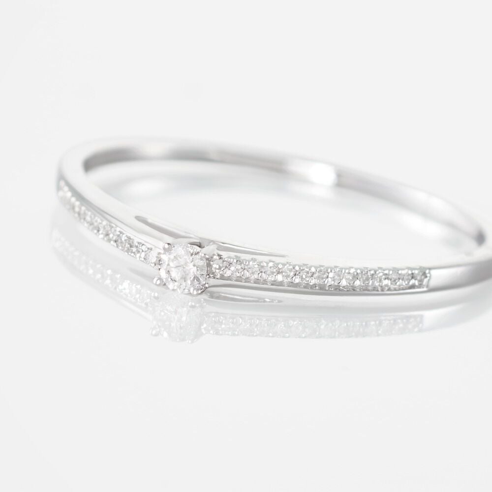 Bague Solitaire Alexandra Or Blanc Diamant - Parures de mariage Femme | Marc Orian