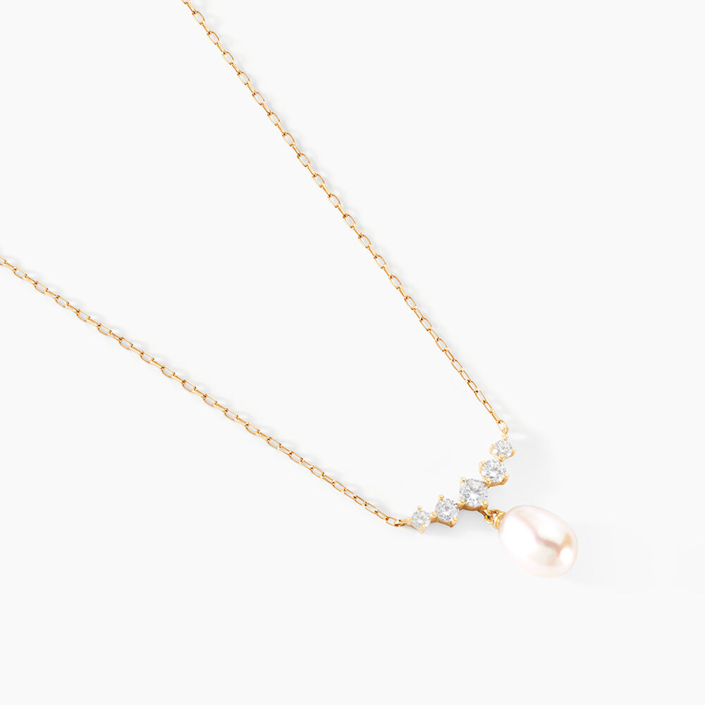 Collier Elysia Or Jaune Perle De Culture Oxyde De Zirconium - Colliers avec pierres Femme | Marc Orian