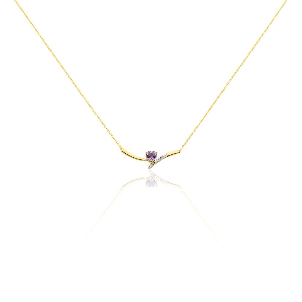 Collier Eva Or Jaune Amethyste Et Oxyde De Zirconium - Colliers avec pierres Femme | Marc Orian
