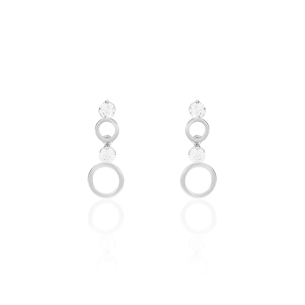Boucles D'oreilles Puces Wynona Or Blanc Oxyde - Pendantes Femme | Marc Orian