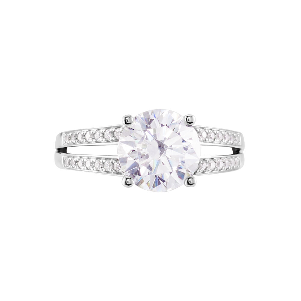 Bague Anthyme Or Blanc Oxyde De Zirconium - Solitaires Femme | Marc Orian