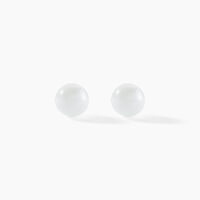 Boucles D'oreilles Puces Orbe Argent Blanc Céramique