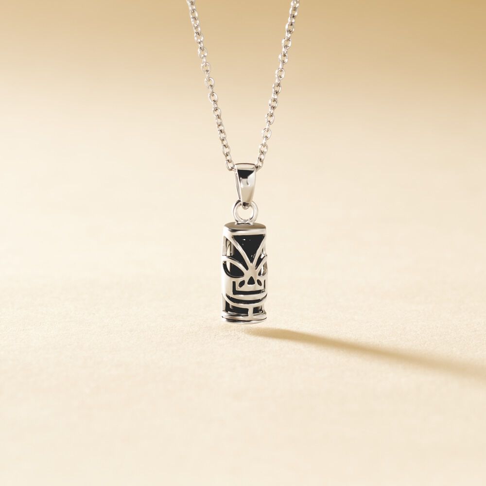 Pendentif Tiki Argent Blanc Onyx - Bijoux fantaisie Femme | Marc Orian