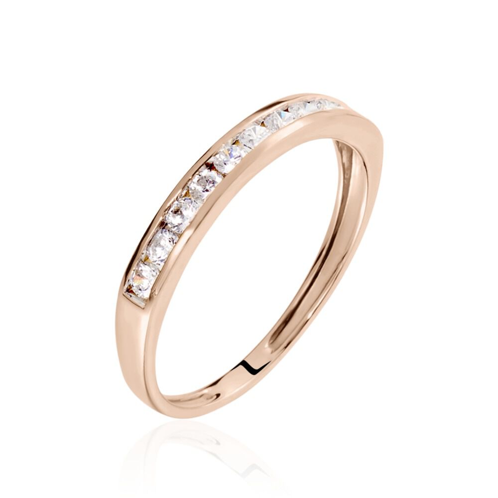 Demi Alliance Davila Or Rose Oxyde - Alliances avec pierres Femme | Marc Orian