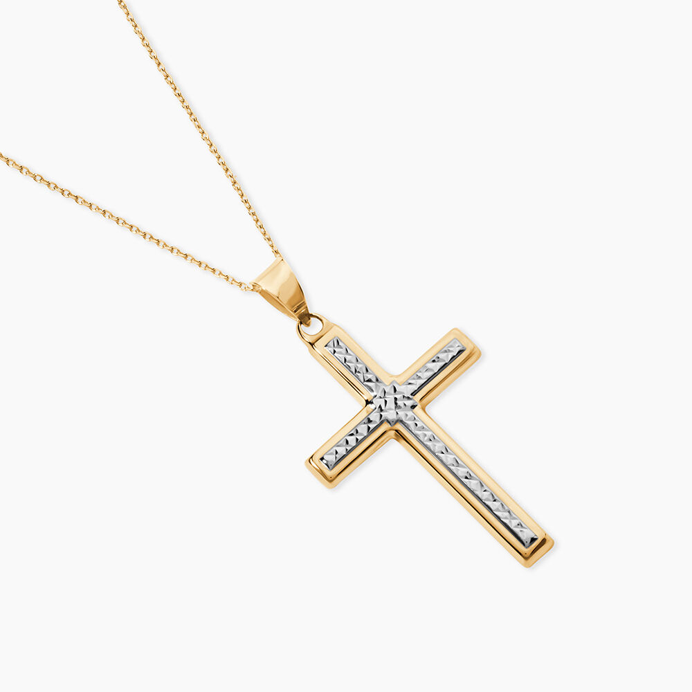 Pendentif Benny Croix Ciselee Or Bicolore - Pendentifs Femme | Marc Orian