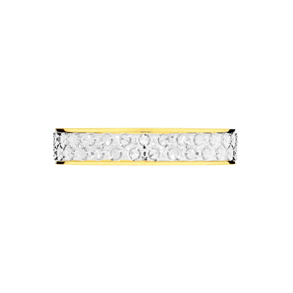 Alliance Grain De Folie Diamantee Ruban Plat Or Bicolore - Alliances duo Famille | Marc Orian