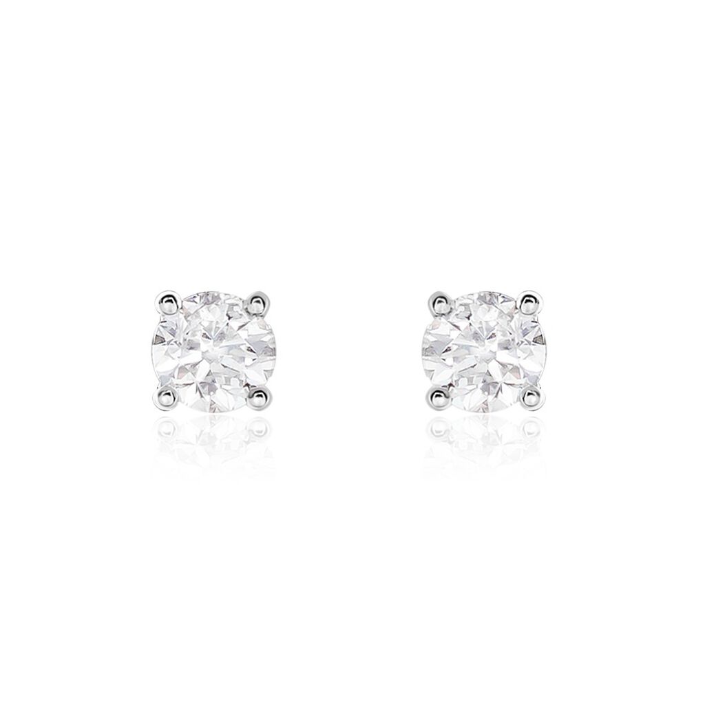 Boucles D'oreilles Puces Or Blanc Victoria Diamants - Puces Femme | Marc Orian