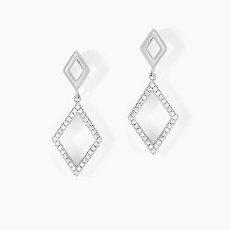 Boucles D'oreilles Pendantes Sounia Argent Blanc Oxyde De Zirconium - Pendantes Femme | Marc Orian
