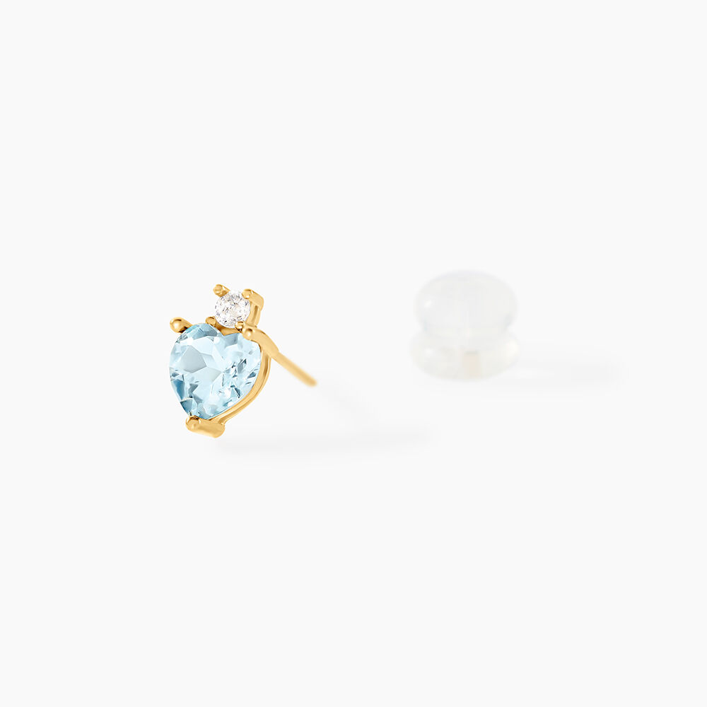 Boucles D'oreilles Puces Heart Or Jaune Topaze Oxyde De Zirconium - Puces Femme | Marc Orian