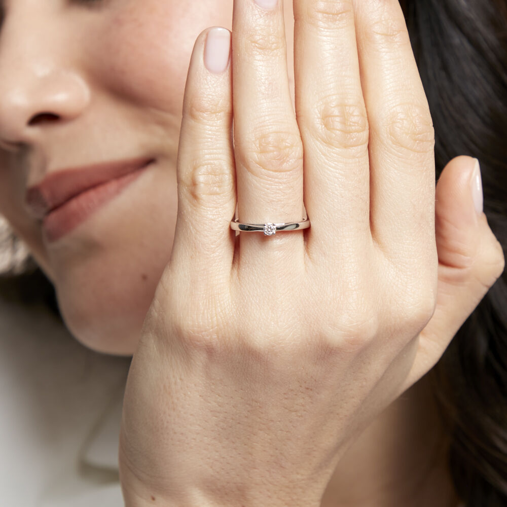 Bague Solitaire Iris Or Blanc Diamant -  Femme | Marc Orian