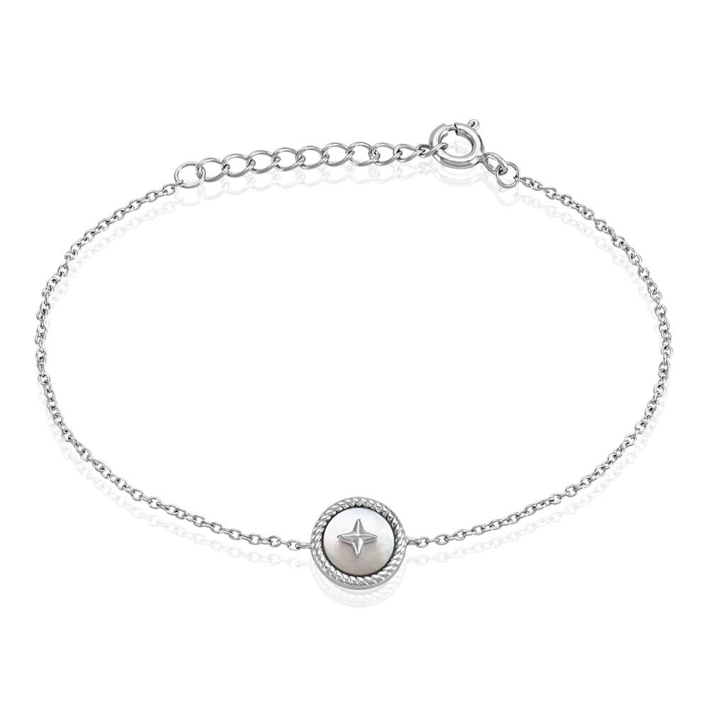 Bracelet Izarra Argent Blanc Nacre - Bracelets Medailles Femme | Marc Orian