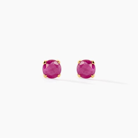 Boucles D'oreilles Puces Elea Serti Griffe Or Jaune Rubis - Puces Femme | Marc Orian