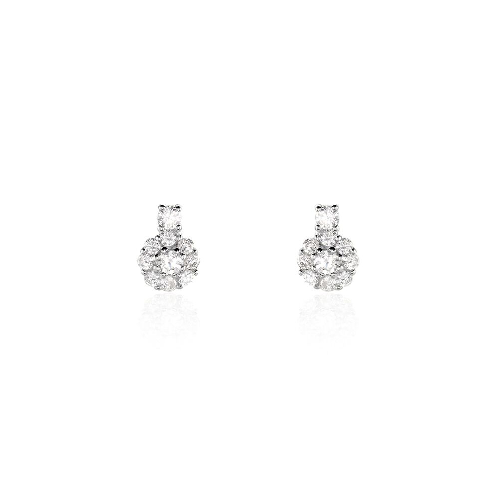Boucles D'oreilles Puces Melyna Argent Blanc Oxyde De Zirconium - Puces Femme | Marc Orian