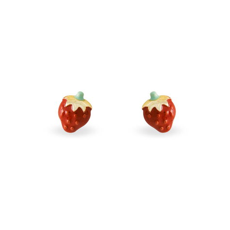 Boucles D'oreilles Puces Fraise Or Jaune - Clous d'oreilles Enfant | Marc Orian