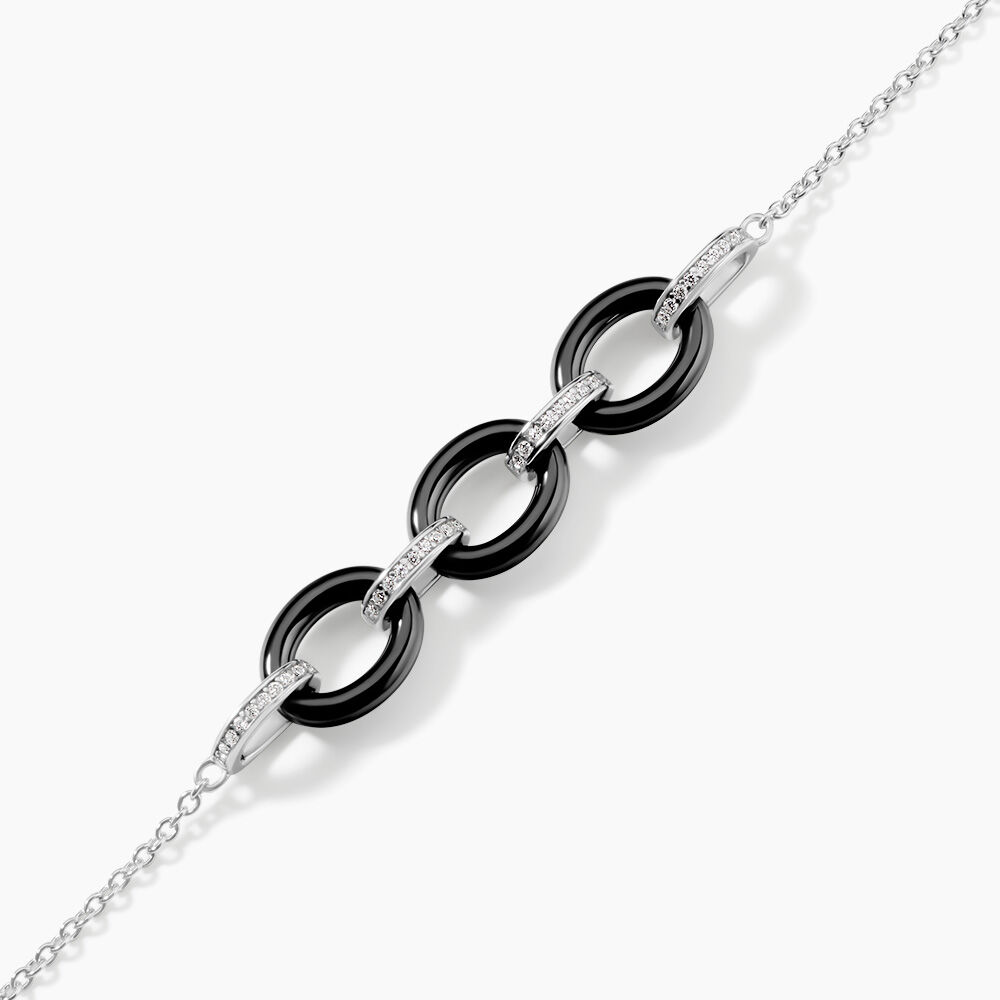 Bracelet Nowell Argent Blanc Oxyde De Zirconium Et C&eacute;ramique - Bracelets fantaisie Femme | Marc Orian