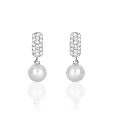 Boucles D'oreilles Pendantes Providence Argent  Perle De Culture Oxyde - Pendantes Femme | Marc Orian