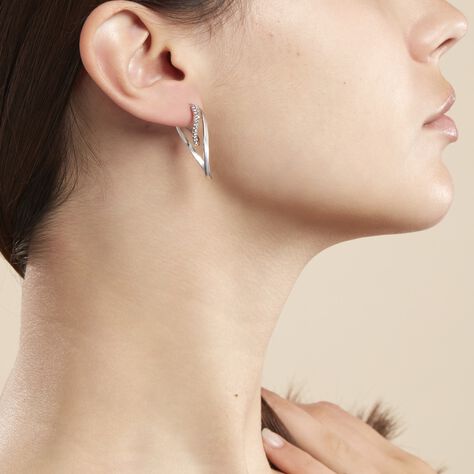 Créoles Luna Or Blanc Strass - Boucles d'oreilles Créoles Femme | Marc Orian