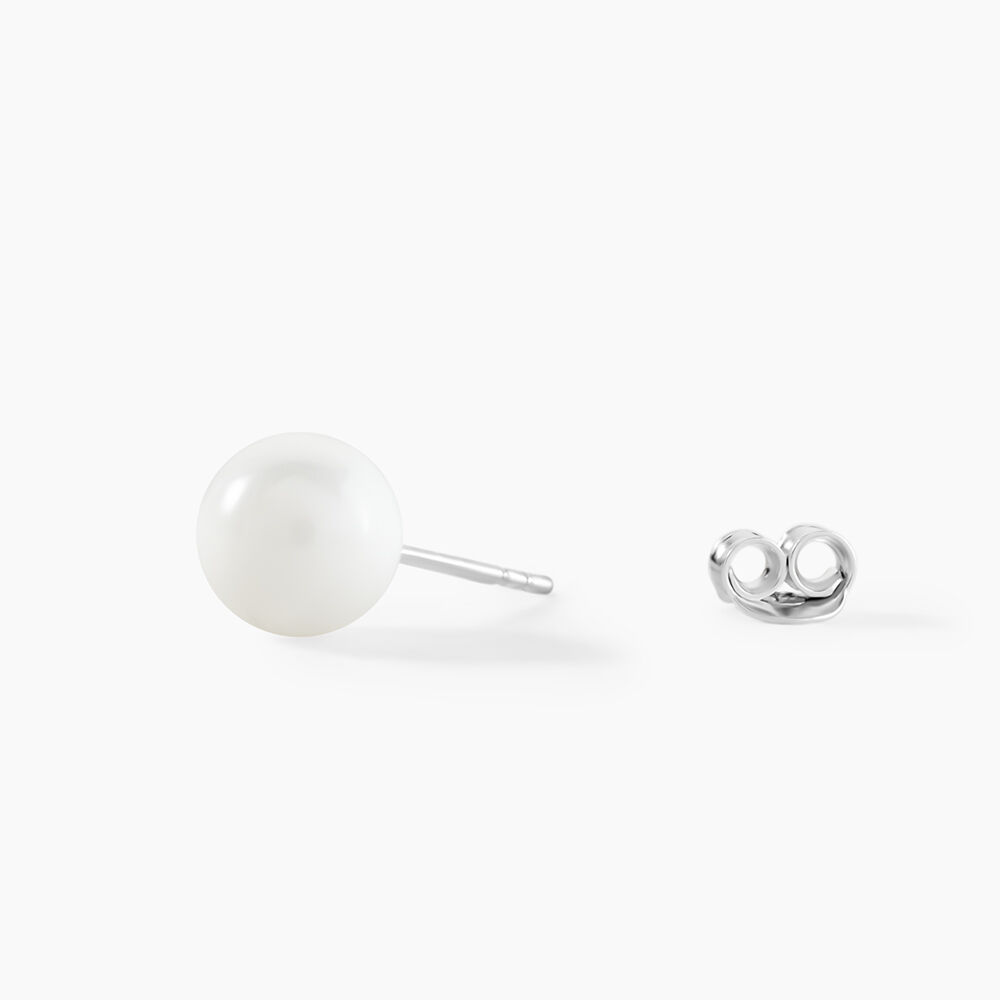 Boucles D'oreilles Puces Orbe Argent Blanc Céramique - Puces Femme | Marc Orian