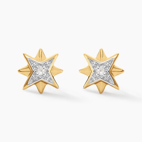 Boucles D'oreilles Puces Confucius Or Jaune Diamant - Puces Femme | Marc Orian