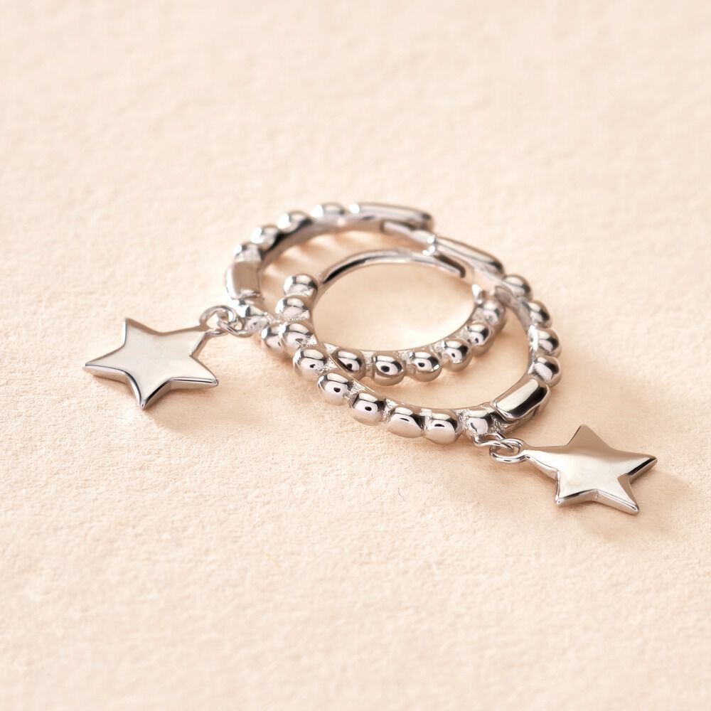 Cr&eacute;oles Taara Argent Blanc - Boucles d'oreilles pampille Femme | Marc Orian