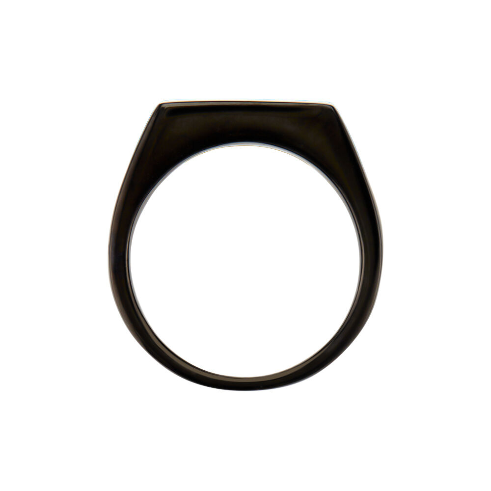 Chevalière Acier Noir Luciano - Bijoux fantaisie Homme | Marc Orian