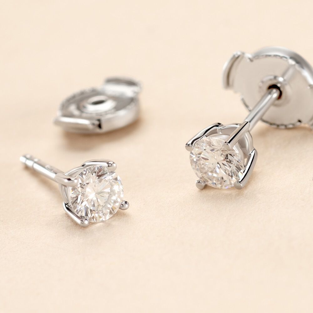 Boucles D'oreilles Puces Or Blanc Aphrodite Diamant - Puces Femme | Marc Orian