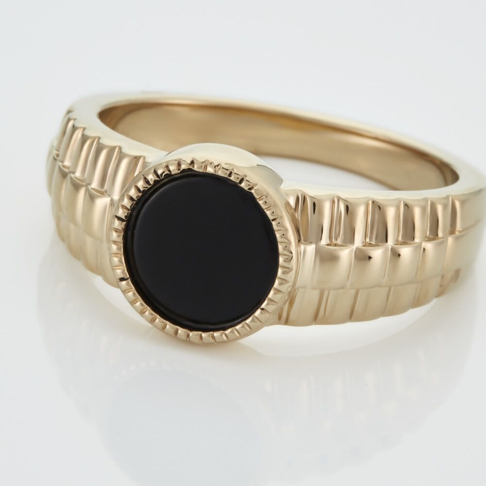 Chevali&egrave;re Plaqu&eacute; Or Jaune Haakon Onyx - Chevali&egrave;res Homme | Marc Orian