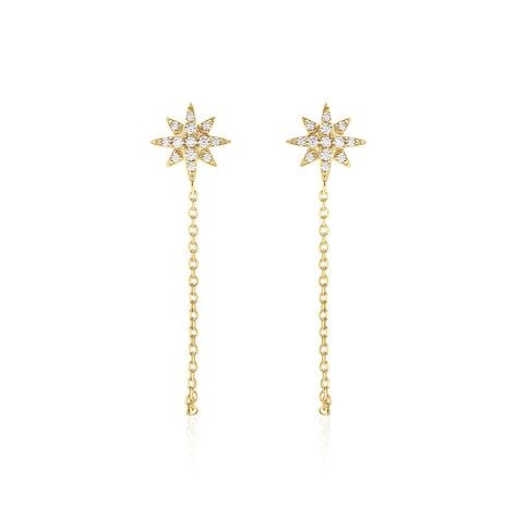 Boucles D'oreilles Pendantes Kettil Or Jaune Oxyde De Zirconium - Pendantes Femme | Marc Orian