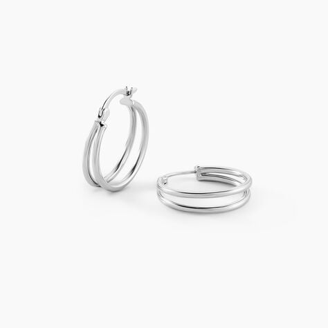 Cr&eacute;oles Double Argent Blanc - Cr&eacute;oles Femme | Marc Orian